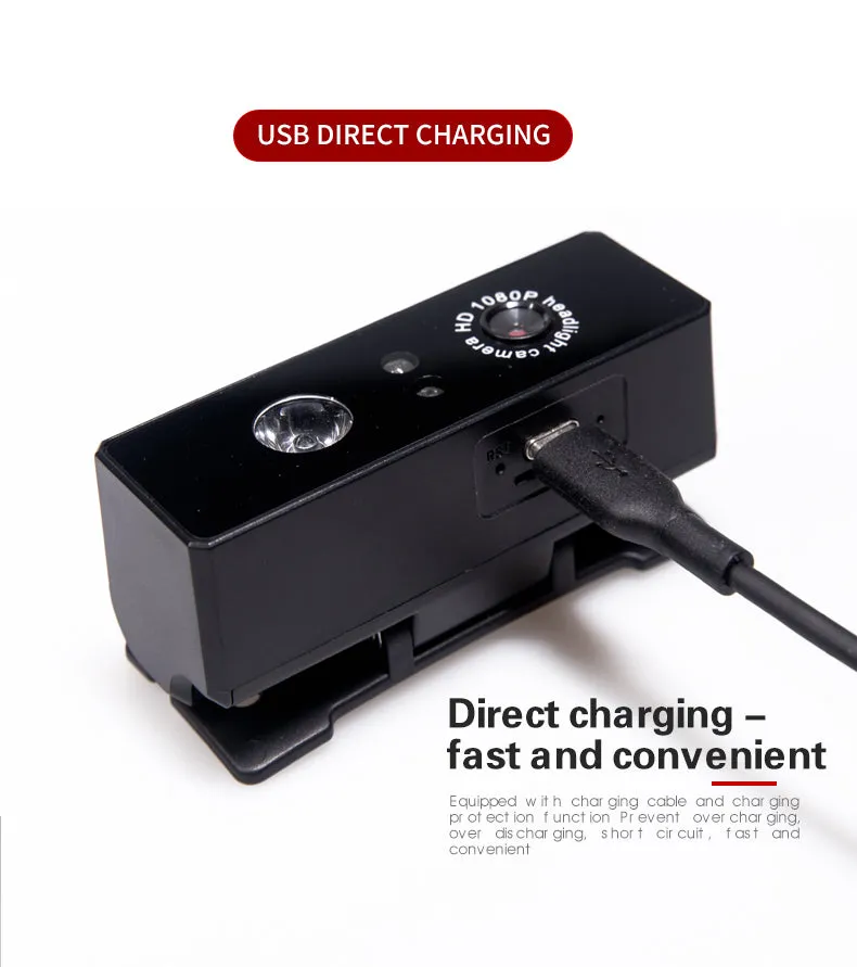 Portable Mini LED Headlamp USB Rechargeable Camping Head Lamp Fishing Detachable Headlight Sport Camera DVR Recorder D9