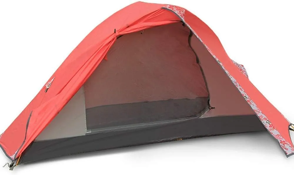 Portable Outdoor Tent, Single Tent Double-Layer Anti-Storm Rain Windproof Sunscreen Light Campitent Ultra Light Easy to Carry Fishitent (Watermelon Red a)