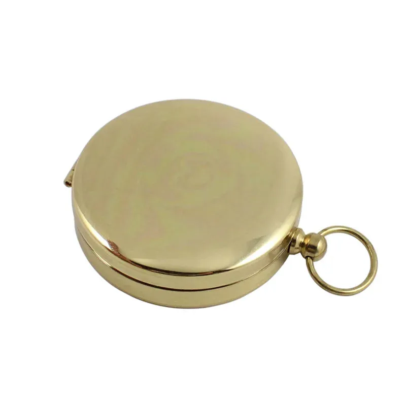 Portable Pocket Brass Gold Color Compass with Noctilucent Display - Ideal for Outdoor Camping and Hiking