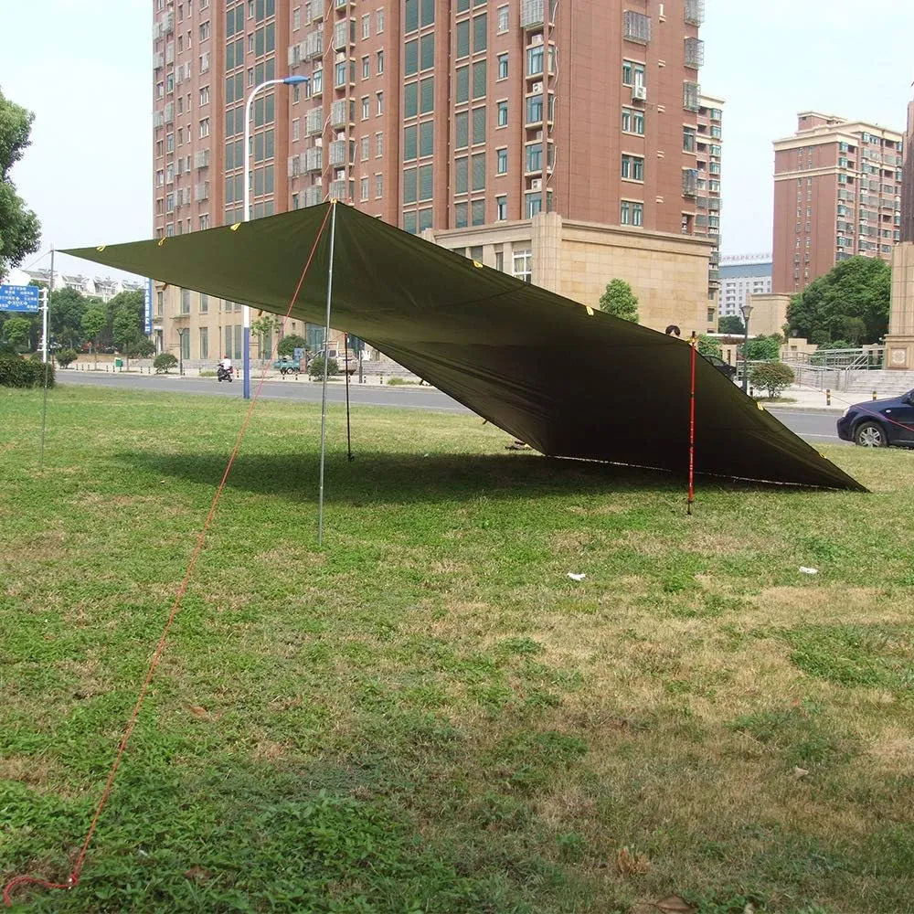 Portable Tarp for Hammock Tent Shelter Backpacking Camping Outdoor Picnic Hiking Travel (Khaki, 3 x 4 M, for 4-5 People)