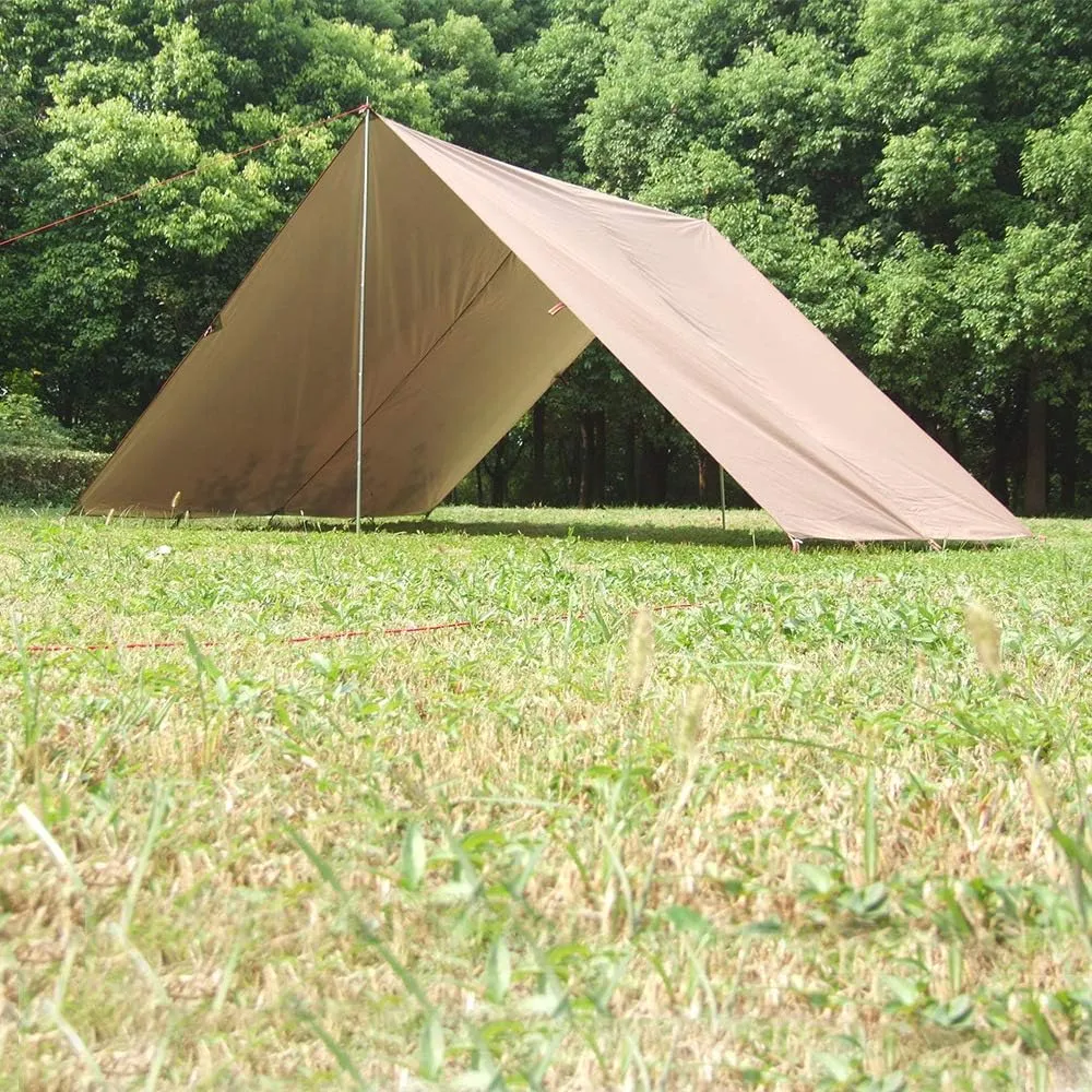Portable Tarp for Hammock Tent Shelter Backpacking Camping Outdoor Picnic Hiking Travel (Khaki, 3 x 4 M, for 4-5 People)