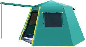 Portable Tent Campiautomatic Instant Waterproof Windproof Dome Tent with Front Room Space,for Family Trip Festival Garden Campigathering (Green L)