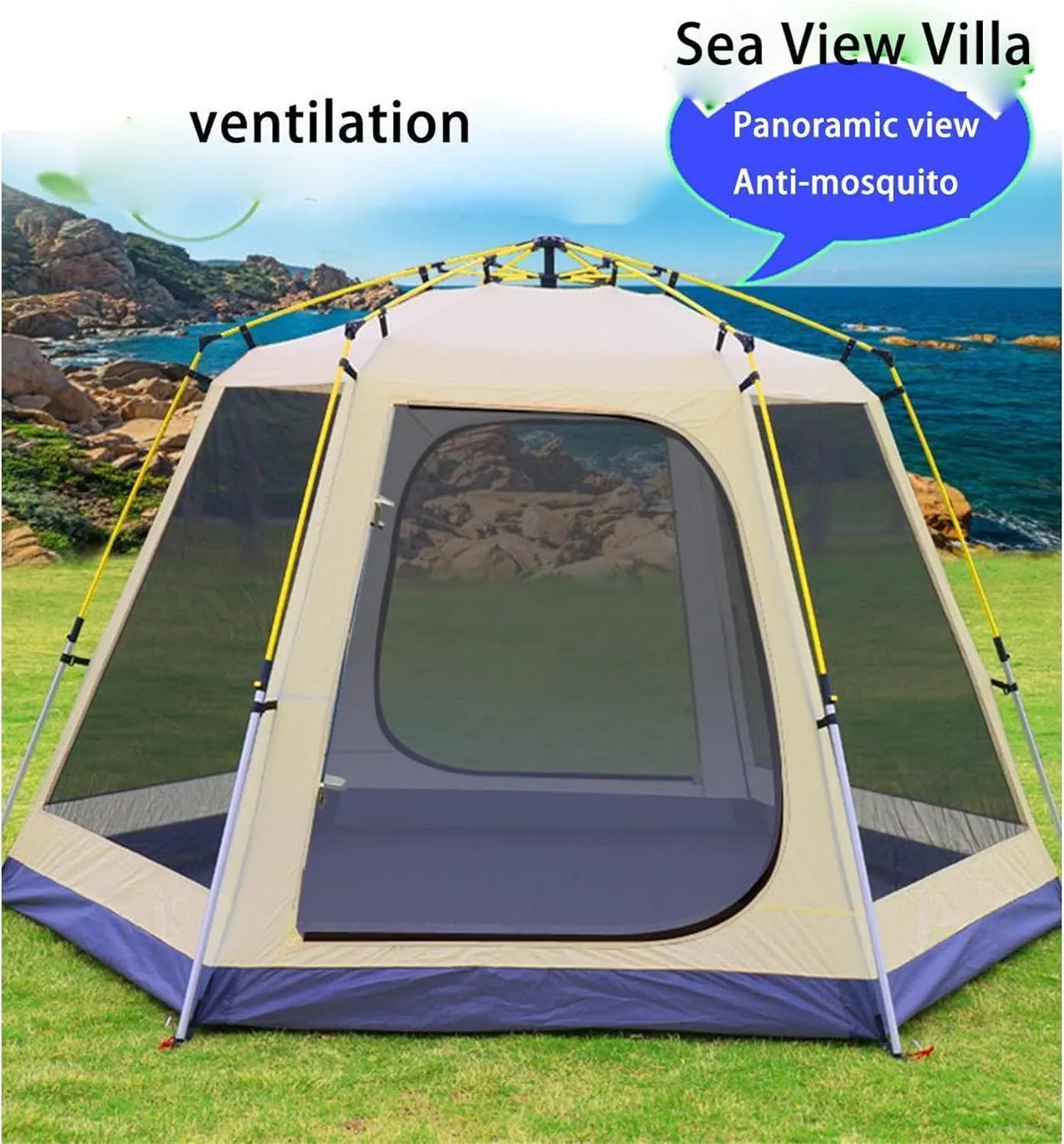 Portable Tent Campiautomatic Instant Waterproof Windproof Dome Tent with Front Room Space,for Family Trip Festival Garden Campigathering (Green L)