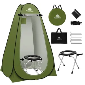 Portable Toilet Kit for Adults,Pop Up Privacy Tent,Stainless Steel Portable Camping Toilet