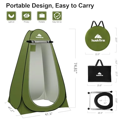 Portable Toilet Kit for Adults,Pop Up Privacy Tent,Stainless Steel Portable Camping Toilet