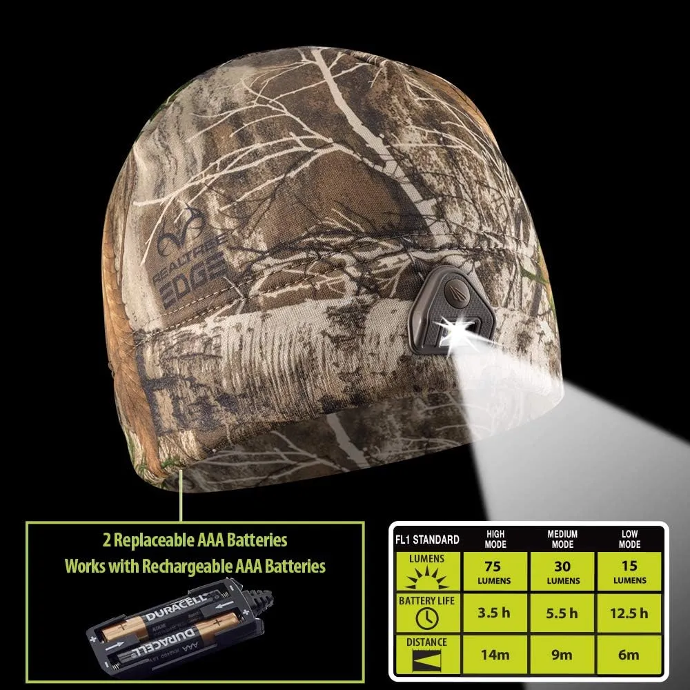 POWERCAP 2.0 Headlamp LED Beanie Cap Ultra-Bright Hands Free LED Lighted Battery Powered Hat - Real Tree Edge Fleece (HLB-8414)