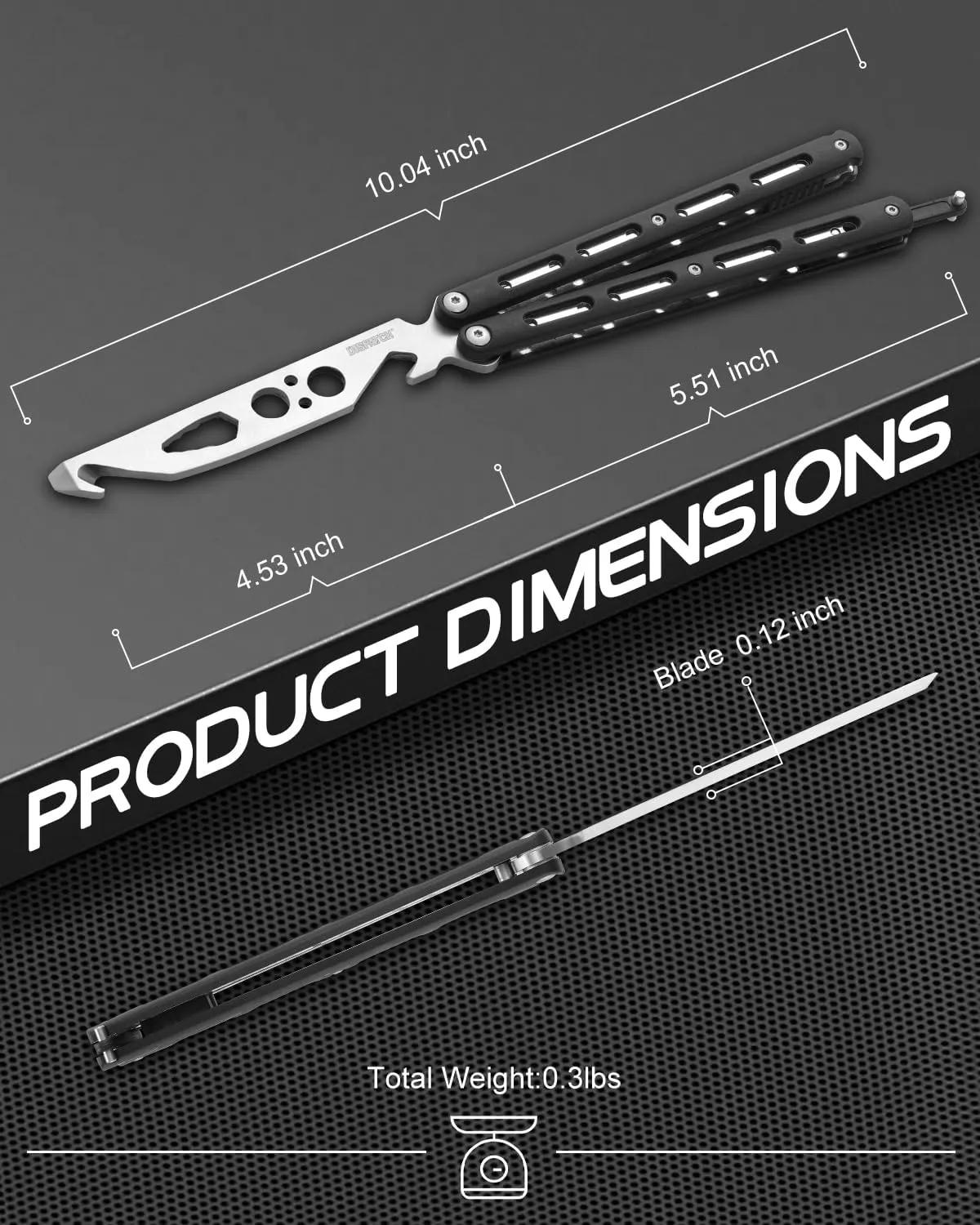 Practice Butterfly Knife Trainer Unsharpened Balisong with Stainless Steel Dull Blade, Durable ABS Handle & Lock Latch | EDC Flipping, Martial Arts, Cosplay, Survival Training Tool, Black