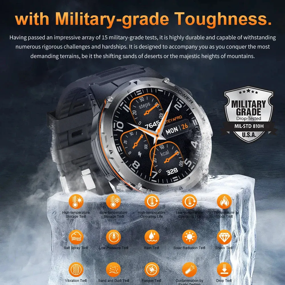 Premium Outdoor Smartwatch for Men – Waterproof 1ATM, GPS, Compass, Altitude, Barometric Pressure, Health Monitoring, 650mAh Battery, Bluetooth Call, Fitness Tracker