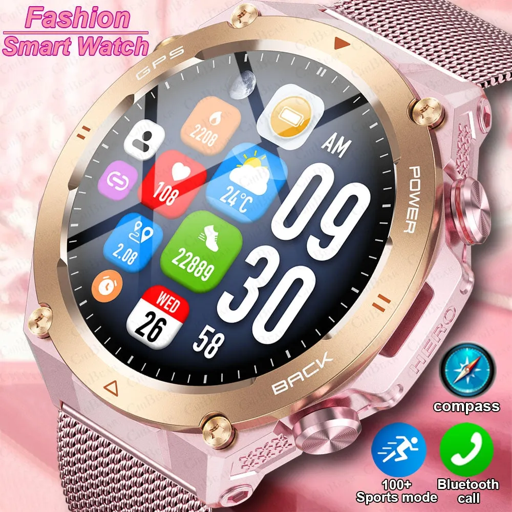 Premium Outdoor Smartwatch for Men – Waterproof 1ATM, GPS, Compass, Altitude, Barometric Pressure, Health Monitoring, 650mAh Battery, Bluetooth Call, Fitness Tracker