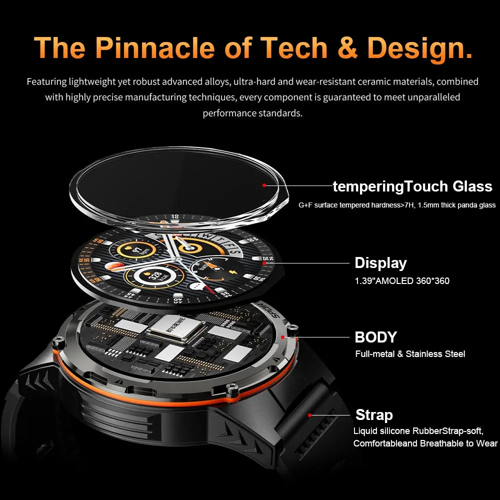 Premium Outdoor Smartwatch for Men – Waterproof 1ATM, GPS, Compass, Altitude, Barometric Pressure, Health Monitoring, 650mAh Battery, Bluetooth Call, Fitness Tracker