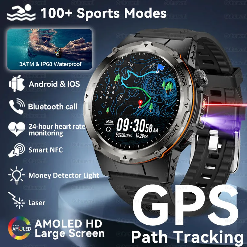 Premium Outdoor Smartwatch for Men – Waterproof 1ATM, GPS, Compass, Altitude, Barometric Pressure, Health Monitoring, 650mAh Battery, Bluetooth Call, Fitness Tracker