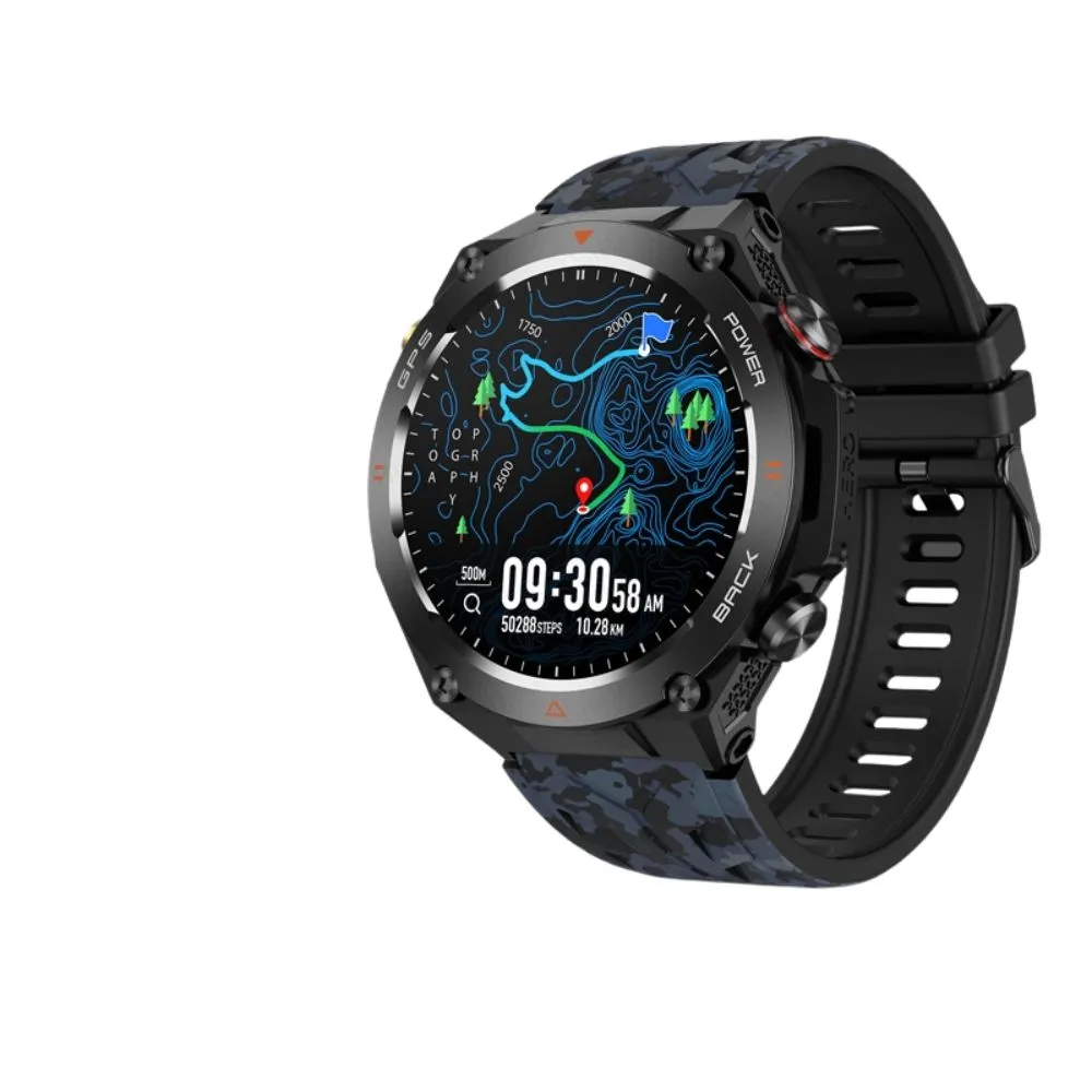 Premium Outdoor Smartwatch for Men – Waterproof 1ATM, GPS, Compass, Altitude, Barometric Pressure, Health Monitoring, 650mAh Battery, Bluetooth Call, Fitness Tracker