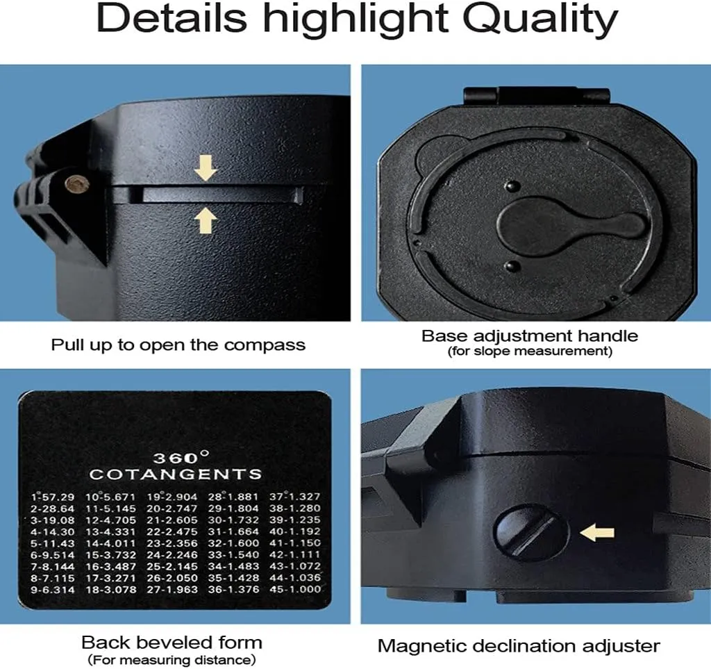 Professional Geological Compass Handheld Lightweight Outdoor Survival Military Compass for Measuring Slope Distance