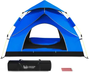 Professional Outdoor Tent, 3-4 Person Double Layer Family Camping Tent, Automatic Quick Opening Water-Proof Windproof Portable Tent with Carry Bag for Traveling Hiking