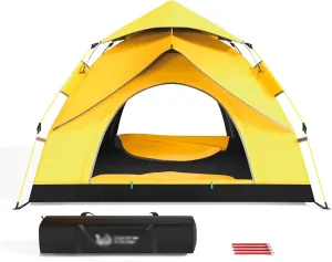 Professional Outdoor Tent, 3-4 Person Double Layer Family Camping Tent, Automatic Quick Opening Water-Proof Windproof Portable Tent with Carry Bag for Traveling Hiking