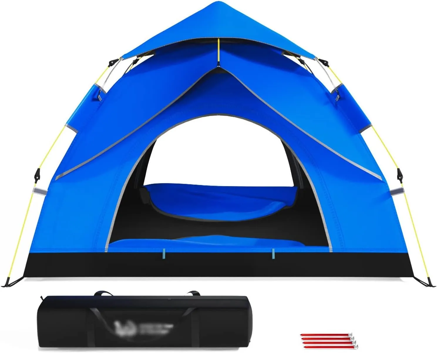 Professional Outdoor Tent, 3-4 Person Double Layer Family Camping Tent, Automatic Quick Opening Water-Proof Windproof Portable Tent with Carry Bag for Traveling Hiking
