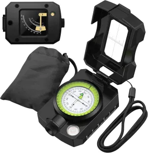 Proster IP54 Hiking Compass with Sighting Clinometer Professional Military Compass Aluminum Alloy Camping Compass Waterproof with Carry Bag