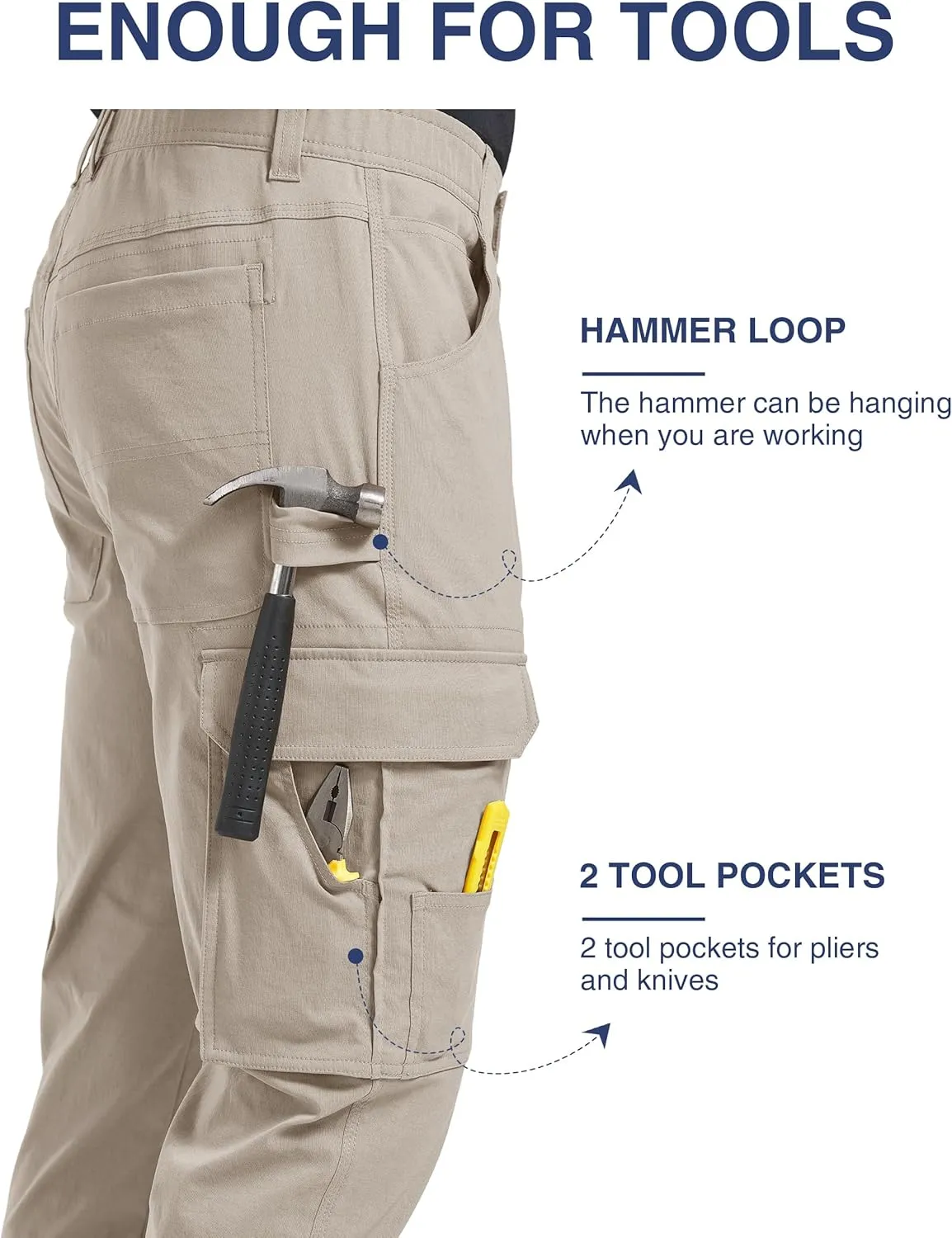 PULI Men's Carpenter Work Pants Cargo Hiking Pants Slim Fit Stretch Waterproof Outdoor Trousers with Pockets