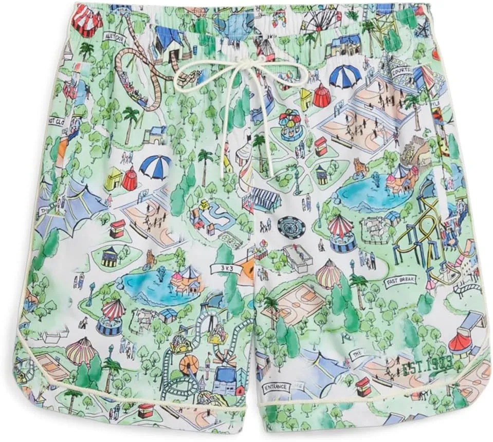PUMA Mens The Fairgrounds Resort Drawstring Shorts Basketball Casual Bottoms Casual Drawstring - Multi - Size L