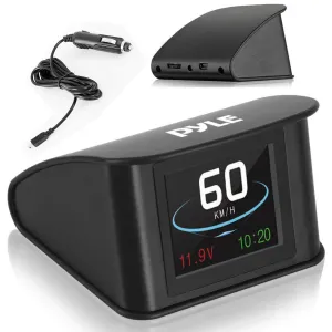 Pyle Universal Vehicle Smart HUD Display - 2.6" Digital Mini Car Dashboard Heads Up Windshield Speedometer Projector System w/ GPS Navigation Compass, Displays Speed, Distance, Time and More - PHUD19