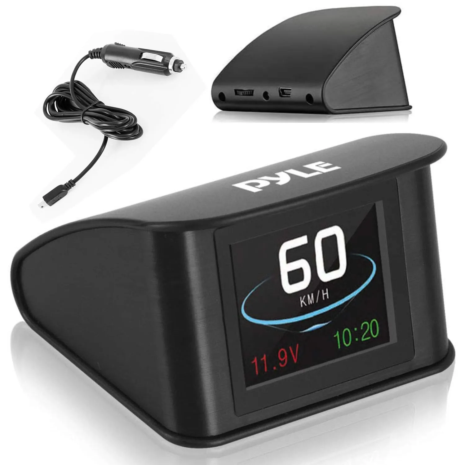 Pyle Universal Vehicle Smart HUD Display - 2.6" Digital Mini Car Dashboard Heads Up Windshield Speedometer Projector System w/ GPS Navigation Compass, Displays Speed, Distance, Time and More - PHUD19