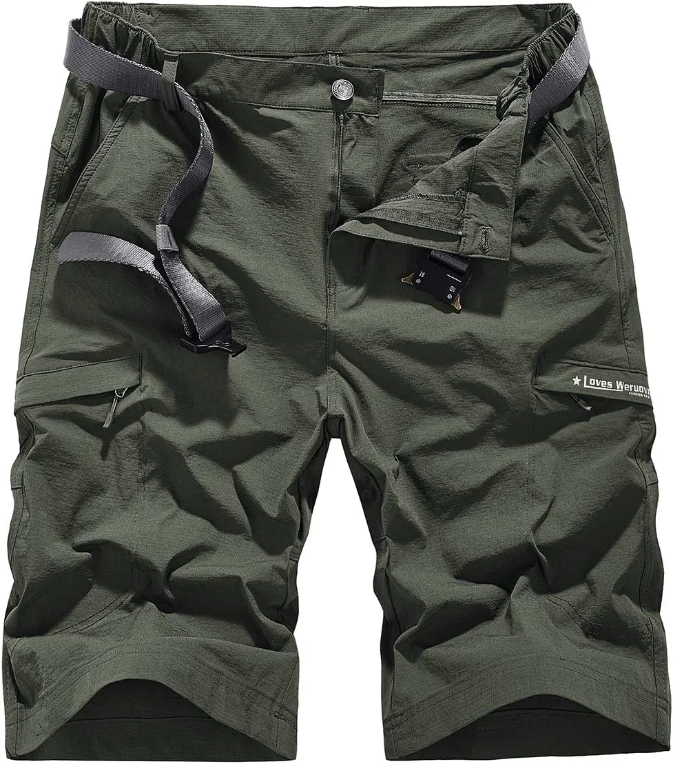 Quick Dry Cargo Hiking Strectchy Shorts Men's Outdoor Summer Causal Work Multi-Pocket Short (No Belt)