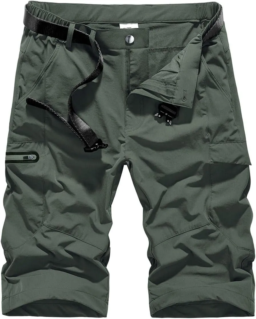 Quick Dry Cargo Shorts Men's Outdoor Summer Causal Hiking Multi-Pocket Short (No Belt)