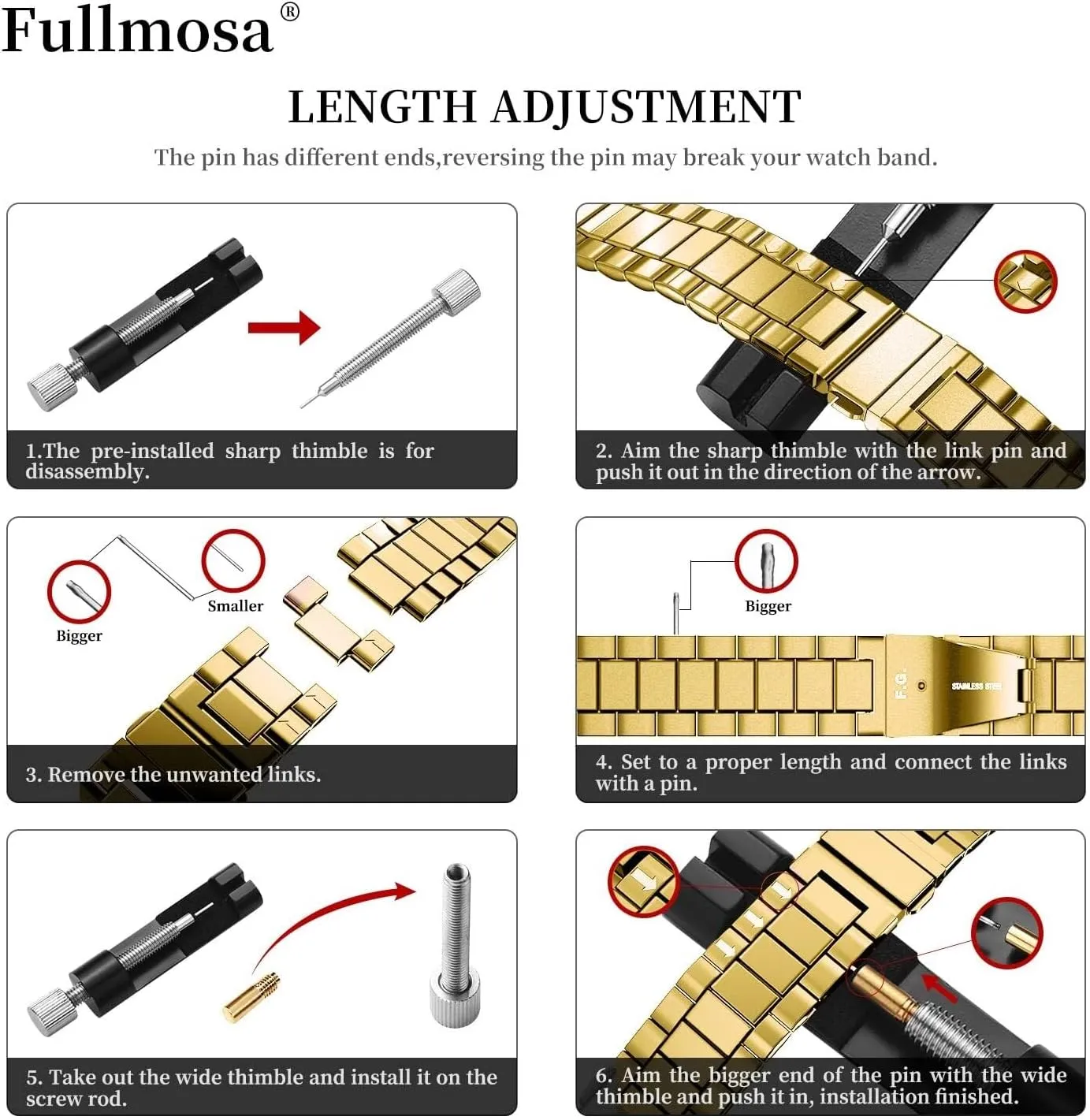 Quick Release Metal Chain Watch Bands, Stainless Steel Link Watch Strap Bracelet 18mm, 19mm, 20mm, 22mm For Men Women
