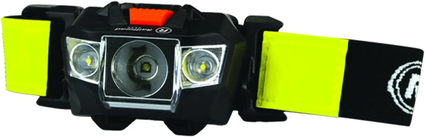 Railhead Gear LED Lightweight Headlamp, Battery Powered Industrial 200 Lumen Light with Strap for Adults with 3 Modes, KE-HL100