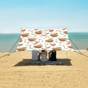 Ramen Noodle Pattern Beach Camping Tent Sun Shelter for Whole Family, Beach Shade Canopy with UPF50  UV Protection,Easy Set Up and Carry,Outdoor Shade for Trips, Fishing, Backyard Fun Picnics