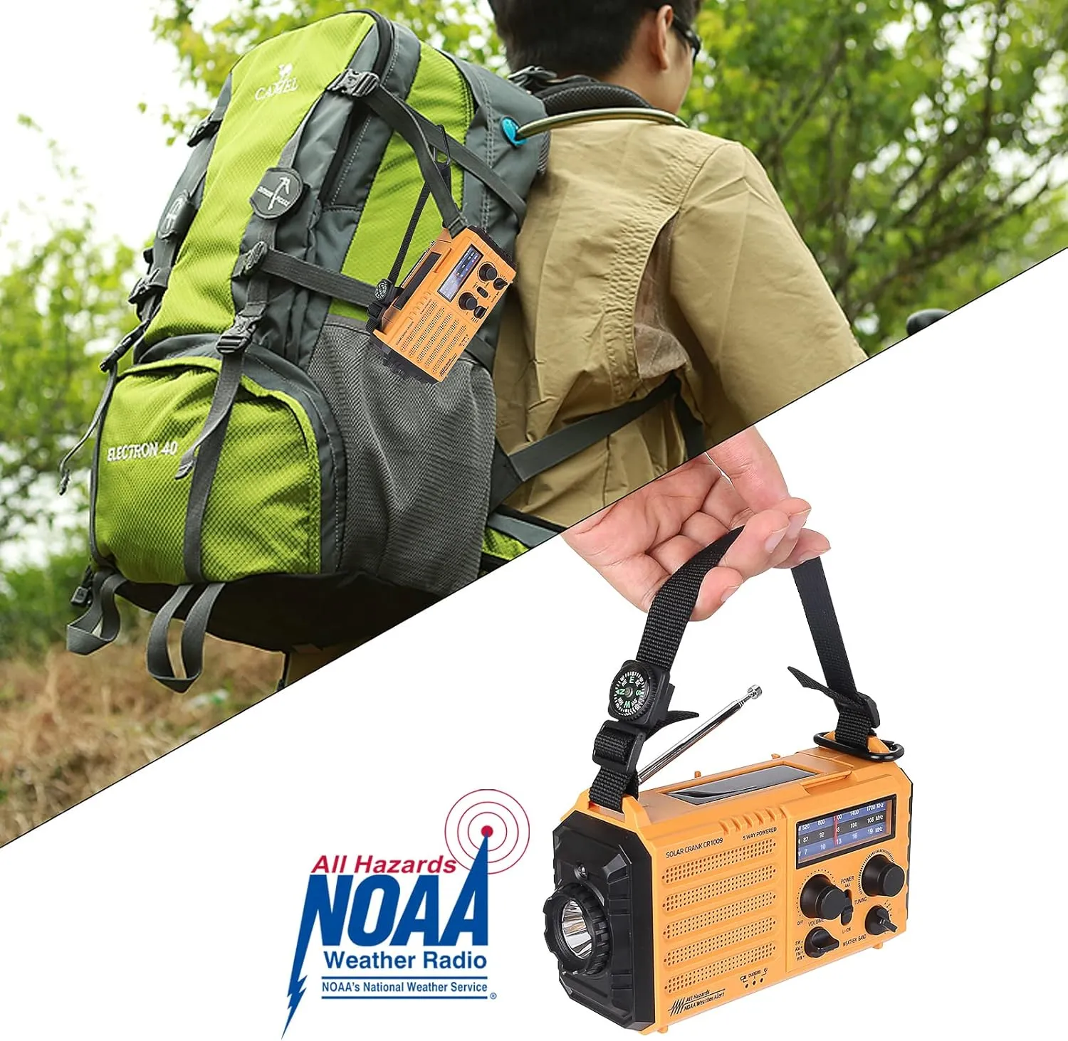 Raynic Weather Radio, 5000mAh/18500mWh NOAA Weather Radio, Solar Hand Crank Emergency Radio with AM/FM/SW/NOAA Weather Alert, Flashlight, Reading Lamp, Cell Phone Charger and SOS Siren