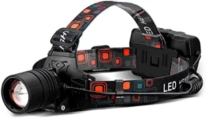 Rechargeable headlamp, 1000 lumens high-Power Lithium Battery Rechargeable Emergency Light, Three-Gear Mode is Bright, Suitable for Night Walking, Running, Camping, and Rescue.