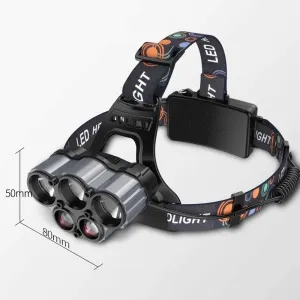 Rechargeable Headlamp 5 LED Headlamp Flashlight with White Lights 5 Modes USB Rechargeable Waterproof Head Lamp for Outdoor Camping Cycling Running Fishing Outdoor Lighting Tools (Black)