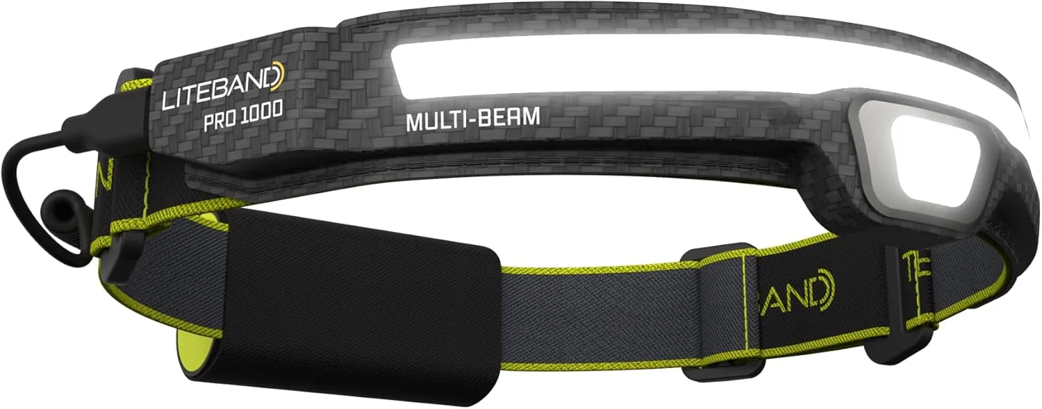 Rechargeable LED Headlamp - Liteband PRO 1000 Lumens Super Bright Head Lamp, Powerful Battery Powered Tactical Headlamps, Camping, Running, Hard Hat Light, Best Rated Forehead Flashlight, Carbon