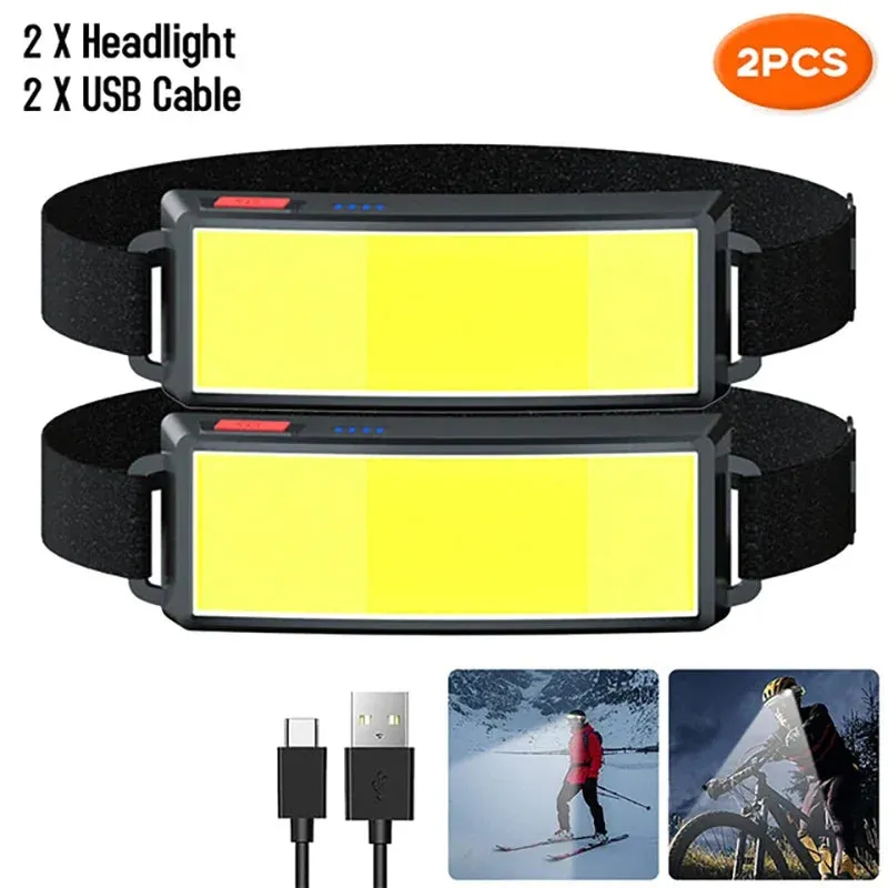 Rechargeable LED Headlamp with Built-in Battery, Type-C, Waterproof, for Outdoor Fishing and Camping