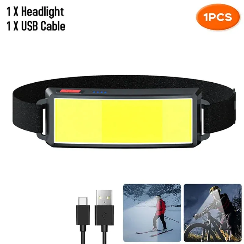 Rechargeable LED Headlamp with Built-in Battery, Type-C, Waterproof, for Outdoor Fishing and Camping