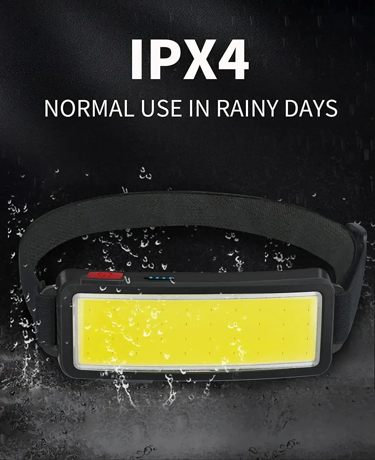 Rechargeable LED Headlamp with Built-in Battery, Type-C, Waterproof, for Outdoor Fishing and Camping