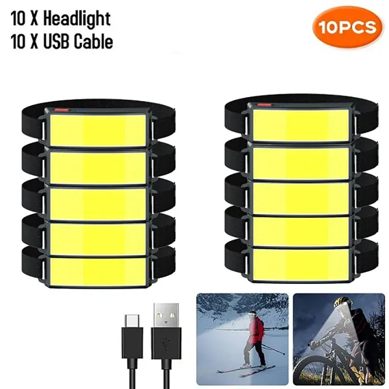 Rechargeable LED Headlamp with Built-in Battery, Type-C, Waterproof, for Outdoor Fishing and Camping