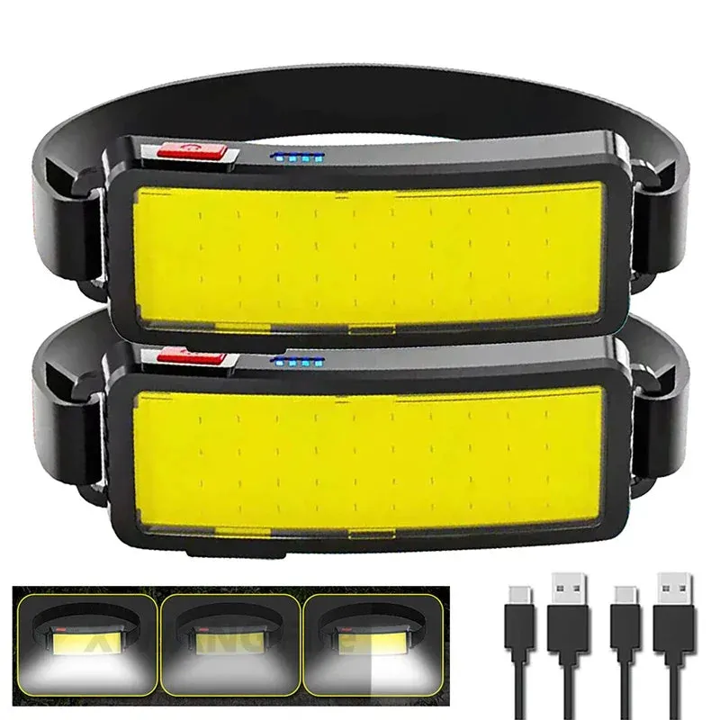 Rechargeable LED Headlamp with Built-in Battery, Type-C, Waterproof, for Outdoor Fishing and Camping