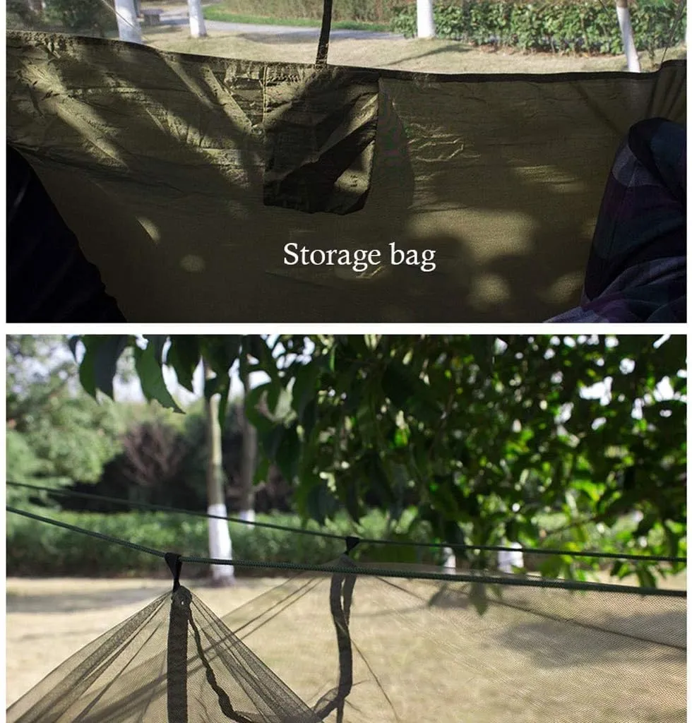 Recreation Outdoor Hammock Swing Bed with Mosquito Net & Hanging Straps Ultralight Parachute Hammock Portable Hanging Chair Lounger for Hiking, Backpacking Gifts for Hike