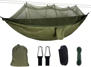 Recreation Outdoor Hammock Swing Bed with Mosquito Net & Hanging Straps Ultralight Parachute Hammock Portable Hanging Chair Lounger for Hiking, Backpacking Gifts for Hike