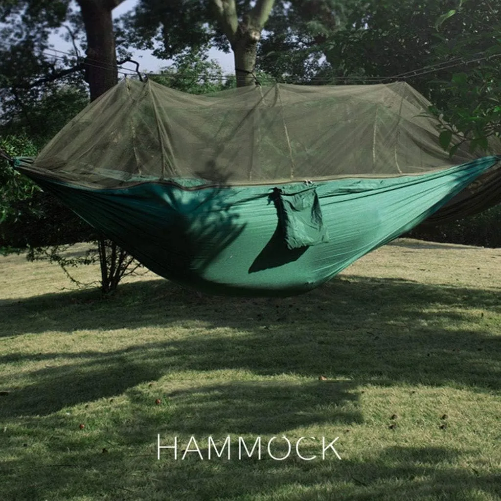 Recreation Outdoor Hammock Swing Bed with Mosquito Net & Hanging Straps Ultralight Parachute Hammock Portable Hanging Chair Lounger for Hiking, Backpacking Gifts for Hike