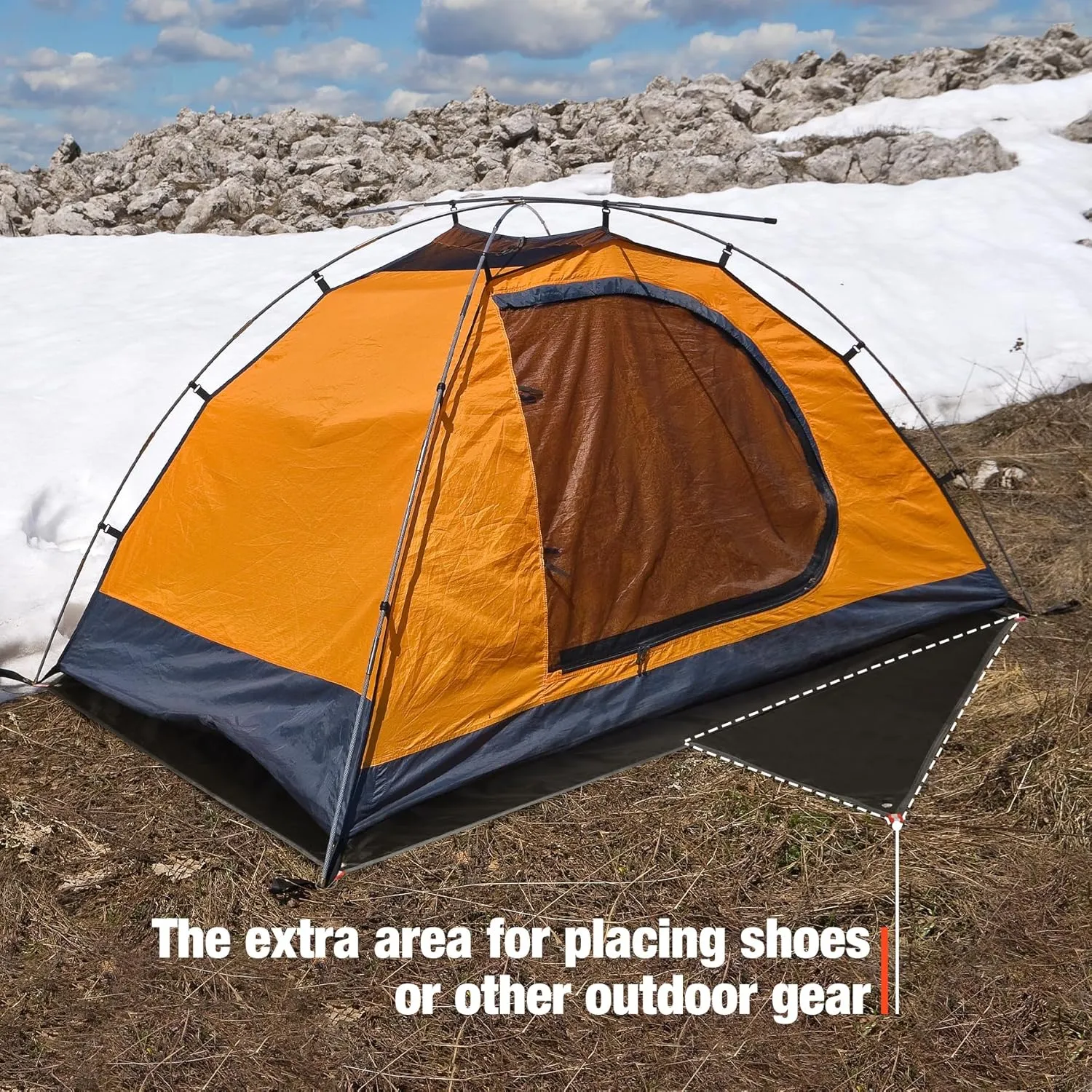 REDCAMP 53"x79"Vestibule Ultralight Waterproof Camping Tarp, Multifunctional Tent Footprint for 2 Person Tent for Camping, Hiking, Beach and Survival Gear, Lightweight