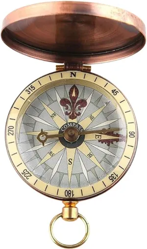 Retro Compass Antique Copper Flip Cap Portable Pocket Watch Compass