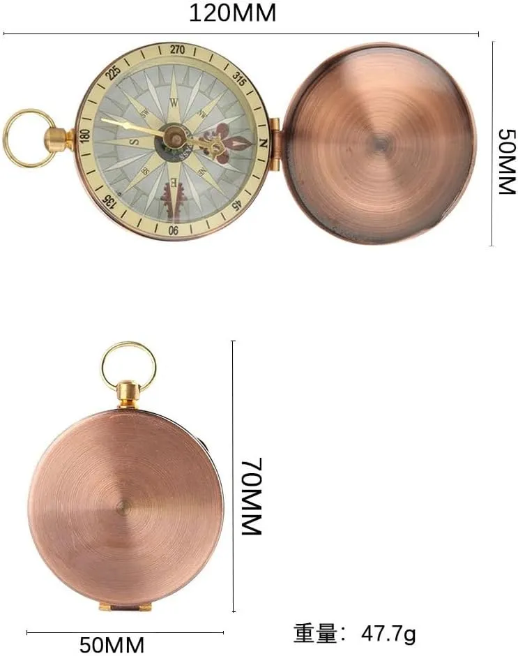 Retro Compass Antique Copper Flip Cap Portable Pocket Watch Compass