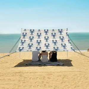 Retro Marine with Lobster Beach Camping Tent Sun Shelter for Whole Family, Beach Shade Canopy with UPF50  UV Protection,Easy Set Up and Carry,Outdoor Shade for Trips, Fishing, Backyard Fun Picn