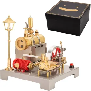 Retrol SE-02 Full Metal Reversible Horizontal Steam Engine Model Kit with Boiler, Generator & Street Lamp, Physical Scientific Experiments Toy for Adults (Kit/100PCS)