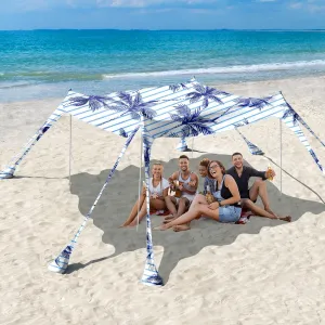 Rhino Valley Beach Tent Sun Shelter, Beach Canopy Tent Sun Shade UPF50  Protection with 8 Sandbags 4 Stability Poles, Outdoor Beach Shade Canopy for Beach, Camping, Fishing