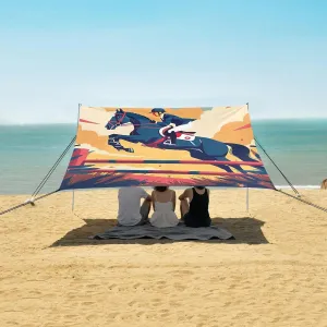 Rider on His Jumping Horse Beach Camping Tent Sun Shelter for Whole Family, Beach Shade Canopy with UPF50  UV Protection,Easy Set Up and Carry,Outdoor Shade for Trips, Fishing, Backyard Fun Pic