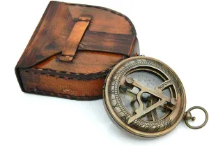 RII Antique Nautical Directional Magnetic Sundial Brass Compass, Antique Decor Birthday Gifts for Men, Astrolabe for Him, Baptism Gifts with Engraved Quotes